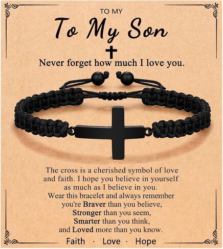 ORISPRE Cross Braided Bracelet for Men/Boys Birthday Christmas Confirmation Communion Gifts for Son Grandson Nephew in Saudi Arabia