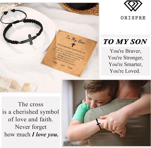 ORISPRE Cross Braided Bracelet for Men/Boys Birthday Christmas Confirmation Communion Gifts for Son Grandson Nephew in Saudi Arabia