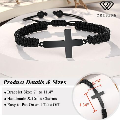 ORISPRE Cross Braided Bracelet for Men/Boys Birthday Christmas Confirmation Communion Gifts for Son Grandson Nephew in Saudi Arabia