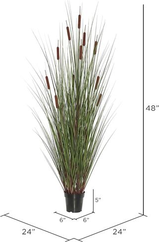 Vickerman Everyday 42" Artificial Green Straight Grass and Cattails Spray - Faux Grass Plant Decor - Home Or Office Indoor Greenery Accent - Maintenance Free - 4 Pack in Saudi Arabia