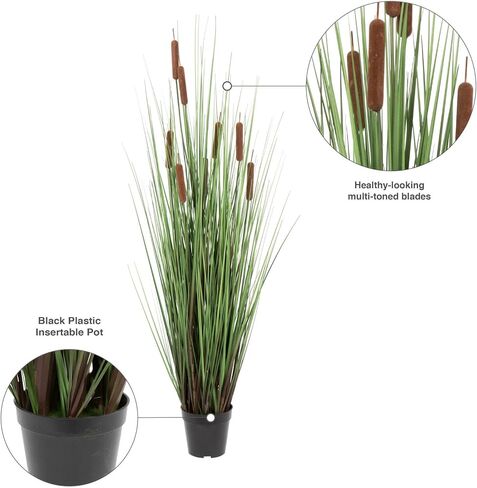 Vickerman Everyday 42" Artificial Green Straight Grass and Cattails Spray - Faux Grass Plant Decor - Home Or Office Indoor Greenery Accent - Maintenance Free - 4 Pack in Saudi Arabia