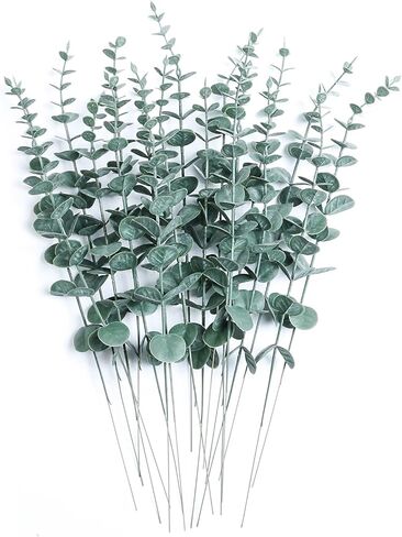 60 Pcs Eucalyptus Stems Artificial Eucalyptus Stem Decor Eucalyptus Branches Faux Eucalyptus with Fake Leaves 15 inch Faux Eucalyptus Stem for Wedding Bouquet Home Decor in Kuwait