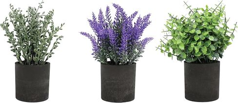 Artificial Plants Natural Green 3-Pack 8.5 Tall - Zero Maintenance, Real Touch Faux Plants in Durable Paper Pulp Pots for Home, Office, Outdoor Décor - Versatile Style in Saudi Arabia