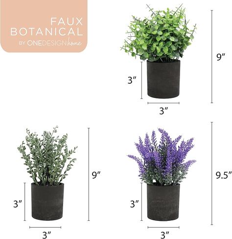 Artificial Plants Natural Green 3-Pack 8.5 Tall - Zero Maintenance, Real Touch Faux Plants in Durable Paper Pulp Pots for Home, Office, Outdoor Décor - Versatile Style in Saudi Arabia