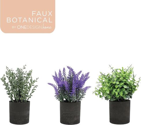 Artificial Plants Natural Green 3-Pack 8.5 Tall - Zero Maintenance, Real Touch Faux Plants in Durable Paper Pulp Pots for Home, Office, Outdoor Décor - Versatile Style in Saudi Arabia