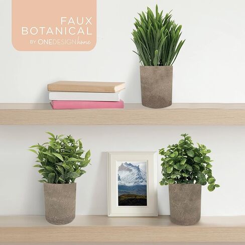 Artificial Plants Natural Green 3-Pack 8.5 Tall - Zero Maintenance, Real Touch Faux Plants in Durable Paper Pulp Pots for Home, Office, Outdoor Décor - Versatile Style in Saudi Arabia