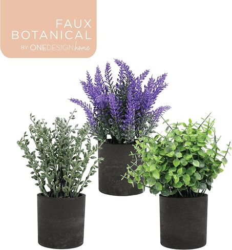 Artificial Plants Natural Green 3-Pack 8.5 Tall - Zero Maintenance, Real Touch Faux Plants in Durable Paper Pulp Pots for Home, Office, Outdoor Décor - Versatile Style in Saudi Arabia