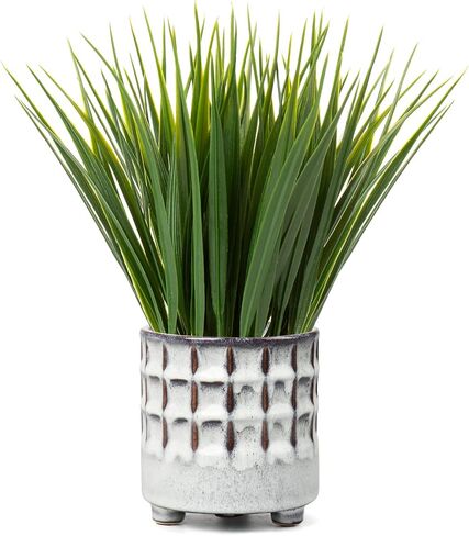 Potted Plants Artificial Decor Faux Plants Indoor Artificial Grass Plant in Ceramic Pot for Home Decor Realistic Green Fake Grass House Living Room Bedroom Bathroom Office Greenery Decoration in Kuwait