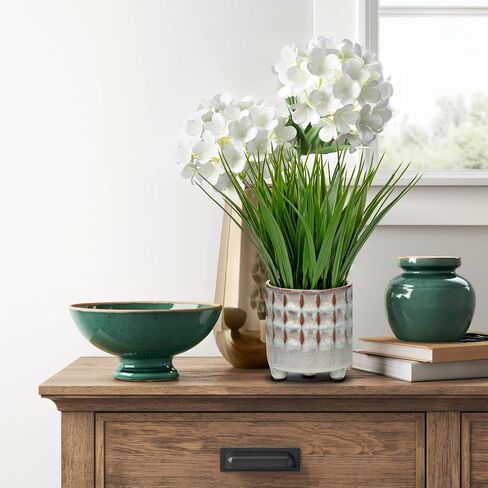 Potted Plants Artificial Decor Faux Plants Indoor Artificial Grass Plant in Ceramic Pot for Home Decor Realistic Green Fake Grass House Living Room Bedroom Bathroom Office Greenery Decoration in Kuwait