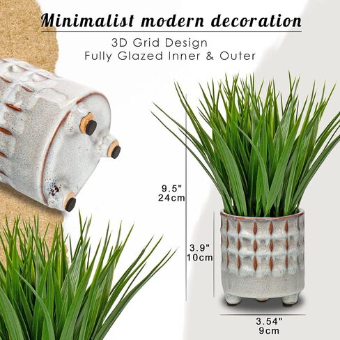 Potted Plants Artificial Decor Faux Plants Indoor Artificial Grass Plant in Ceramic Pot for Home Decor Realistic Green Fake Grass House Living Room Bedroom Bathroom Office Greenery Decoration in Kuwait