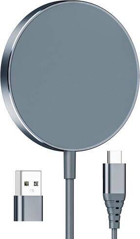 شاحن لاسلكي مغناطيسي iXular بقدرة 15 وات متوافق مع شاحن Mag-Safe لهاتف iPhone 15 14 Pro Max Plus/13 Pro Max Mini/12، وسادة شحن لاسلكية مغناطيسية لأجهزة Airpods 3/2/Pro (فضي، عبوة واحدة) in Kuwait