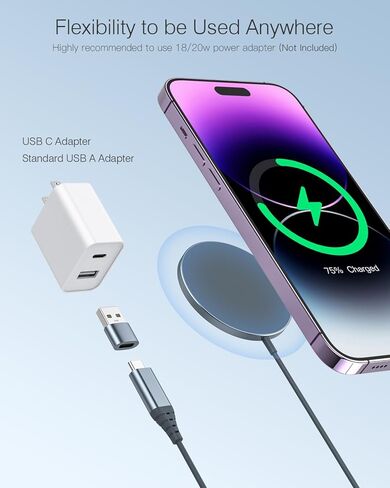 شاحن لاسلكي مغناطيسي iXular بقدرة 15 وات متوافق مع شاحن Mag-Safe لهاتف iPhone 15 14 Pro Max Plus/13 Pro Max Mini/12، وسادة شحن لاسلكية مغناطيسية لأجهزة Airpods 3/2/Pro (فضي، عبوة واحدة) in Kuwait