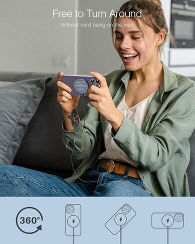 شاحن لاسلكي مغناطيسي iXular بقدرة 15 وات متوافق مع شاحن Mag-Safe لهاتف iPhone 15 14 Pro Max Plus/13 Pro Max Mini/12، وسادة شحن لاسلكية مغناطيسية لأجهزة Airpods 3/2/Pro (فضي، عبوة واحدة) in Kuwait