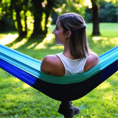 Wise Owl Outfitters Hammock Camping Double & Single with Tree Straps - USA Based Hammocks Brand Gear, Indoor Outdoor Backpacking Survival & Travel - Blue + Bug Net & Rain Tarp in Saudi Arabia