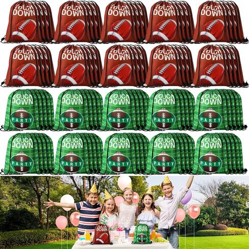 Sweetude 100 Pcs Football Drawstring Backpack Bulk 2 Styles Football Party Favors Bags Football Drawstring Bags Travel Football Goodie Bags Football Gift Candy Treat Bag for Party Gym Workout Supplies in Saudi Arabia