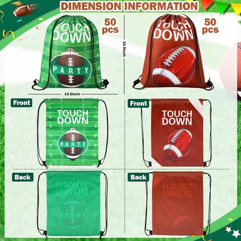 Sweetude 100 Pcs Football Drawstring Backpack Bulk 2 Styles Football Party Favors Bags Football Drawstring Bags Travel Football Goodie Bags Football Gift Candy Treat Bag for Party Gym Workout Supplies in Saudi Arabia