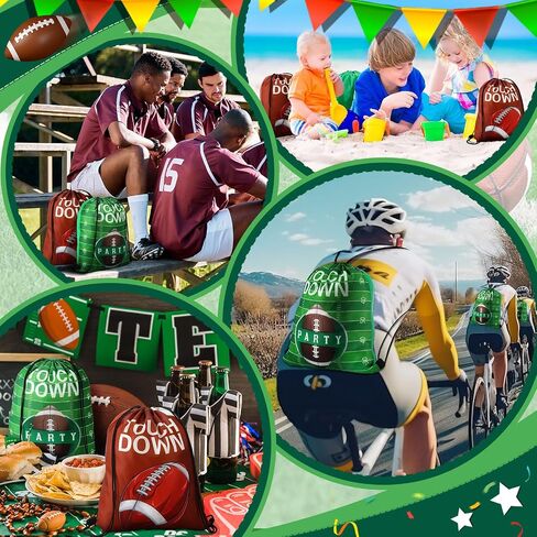 Sweetude 100 Pcs Football Drawstring Backpack Bulk 2 Styles Football Party Favors Bags Football Drawstring Bags Travel Football Goodie Bags Football Gift Candy Treat Bag for Party Gym Workout Supplies in Saudi Arabia