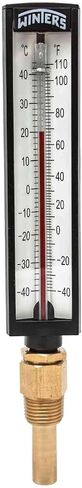 مقياس حرارة زاوية 5AS صناعي نحاسي مزدوج النطاق من سلسلة Winters TAS مع Thermowell، نطاق 30-240 F/C، دقة +/-2 بالمائة، حامل سفلي 1/2 بوصة NPT in Saudi Arabia