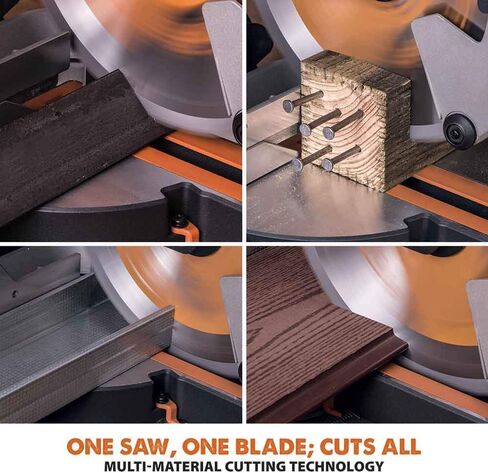 أدوات Evolution Power Tools R255SMS منشار ميتري منزلق مقاس 10 بوصة متعدد المواد، متعدد الأغراض، قطع المعادن والبلاستيك والخشب والمزيد، إمالة مائلة 0˚ - 45˚ وزوايا ميتري 50˚ - 50˚ شفرة TCT متضمنة in Kuwait