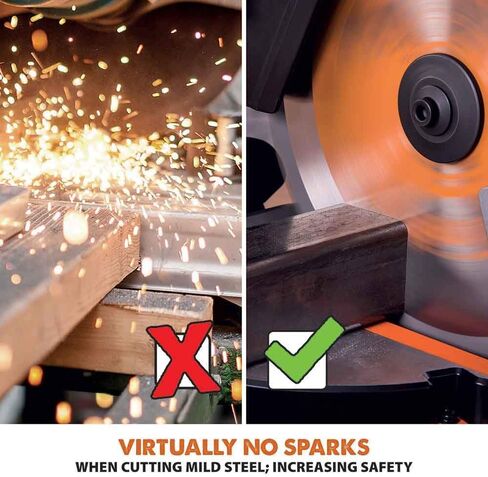 أدوات Evolution Power Tools R255SMS منشار ميتري منزلق مقاس 10 بوصة متعدد المواد، متعدد الأغراض، قطع المعادن والبلاستيك والخشب والمزيد، إمالة مائلة 0˚ - 45˚ وزوايا ميتري 50˚ - 50˚ شفرة TCT متضمنة in Kuwait