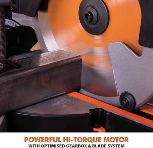 أدوات Evolution Power Tools R255SMS منشار ميتري منزلق مقاس 10 بوصة متعدد المواد، متعدد الأغراض، قطع المعادن والبلاستيك والخشب والمزيد، إمالة مائلة 0˚ - 45˚ وزوايا ميتري 50˚ - 50˚ شفرة TCT متضمنة in Kuwait