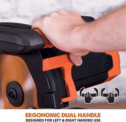 أدوات Evolution Power Tools R255SMS منشار ميتري منزلق مقاس 10 بوصة متعدد المواد، متعدد الأغراض، قطع المعادن والبلاستيك والخشب والمزيد، إمالة مائلة 0˚ - 45˚ وزوايا ميتري 50˚ - 50˚ شفرة TCT متضمنة in Kuwait