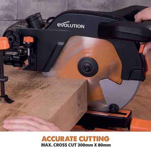 أدوات Evolution Power Tools R255SMS منشار ميتري منزلق مقاس 10 بوصة متعدد المواد، متعدد الأغراض، قطع المعادن والبلاستيك والخشب والمزيد، إمالة مائلة 0˚ - 45˚ وزوايا ميتري 50˚ - 50˚ شفرة TCT متضمنة in Kuwait