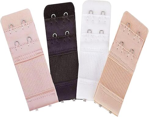 4 PCS Bra Extenders, Bra Band Extender Set 2 HooksSoft and Comfortable Bra Band Extenders, 4 Colours Black White, Light Yellow, Light Pink in Saudi Arabia