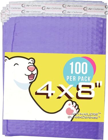 Anymailers Yellow Bubble Mailers 4x8 Inch 100 Pack Poly Padded Envelopes by AirnDefense in Saudi Arabia