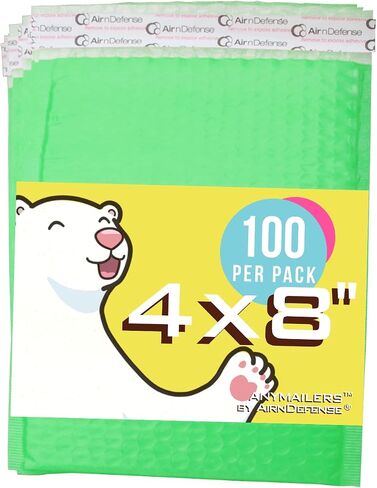 Anymailers Yellow Bubble Mailers 4x8 Inch 100 Pack Poly Padded Envelopes by AirnDefense in Saudi Arabia