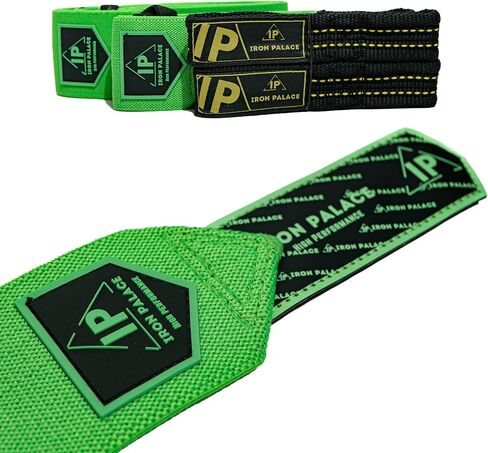 IRON PALACE Knee Wraps + Wrist Wraps + Weight Lifting Straps Bundle (3 Pairs) for Weightlifting Bodybuilding in Saudi Arabia