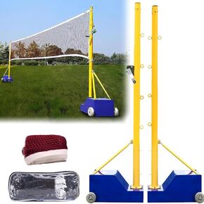 Heavy Duty Badminton Volleyball Poles with Adjustable Height Net Stand for Indoor Outdoor Use Portable Volleyball Training Set for Adults Kids and Schools in Saudi Arabia