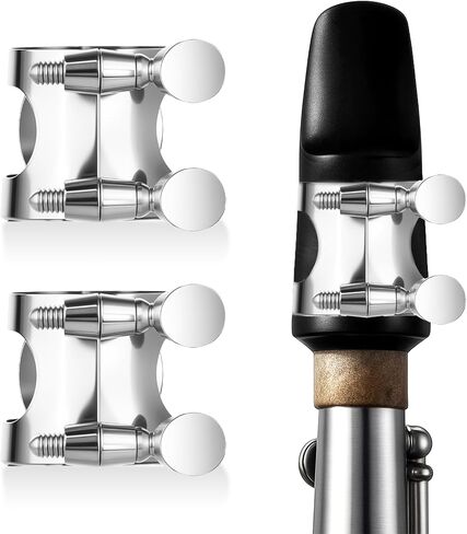 2 Pack Silver Clarinet Ligature B Flat with Adjustable Screws, Silver Bb Clarinet Mouthpiece Ligature, Bb Accessory Ligatures Mouthpiece Ligatures for Clarinets Mouthpieces Woodwinds Instrument in Saudi Arabia