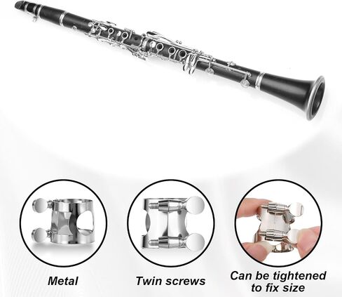 2 Pack Silver Clarinet Ligature B Flat with Adjustable Screws, Silver Bb Clarinet Mouthpiece Ligature, Bb Accessory Ligatures Mouthpiece Ligatures for Clarinets Mouthpieces Woodwinds Instrument in Saudi Arabia