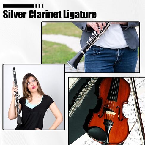 2 Pack Silver Clarinet Ligature B Flat with Adjustable Screws, Silver Bb Clarinet Mouthpiece Ligature, Bb Accessory Ligatures Mouthpiece Ligatures for Clarinets Mouthpieces Woodwinds Instrument in Saudi Arabia