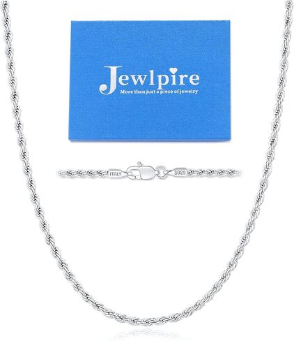 JOWLPIRE 925 قلادة سلسلة الفضة الاسترليني للنساء ، سلسلة فضية حبل 1.35 ملم للنساء قلادات سلسلة نسائية حساسة ومتينة ، سلسلة فضية 16 بوصة in Kuwait