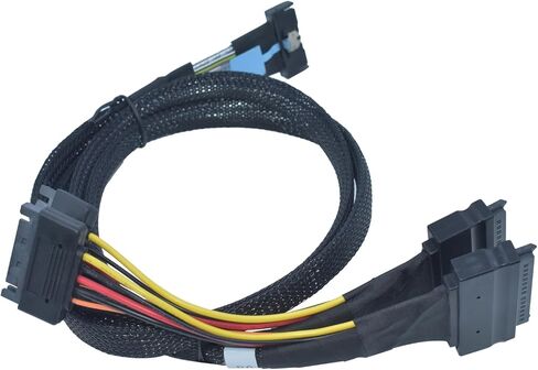 PCIe 5.0 MCIO x8 to Dual U.2 SFF-8639 Cable | 15Pin SATA Power Supply, 1.3feet (40 cm), for NVMe SSD, Server, Backplane, Motherboard,Workstation in Kuwait