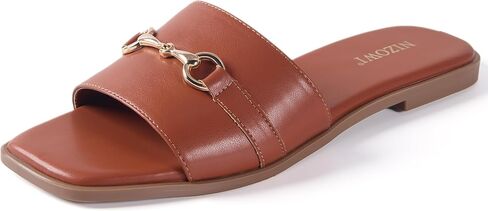 Women's Dressy Flat Sandals for Women Square Open Toe Slip on Comfortable Slide Sandals Summer in Kuwait