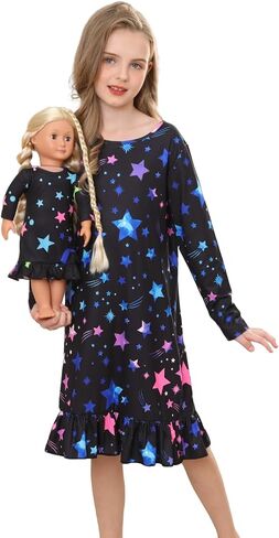 Bow Dream Toddler Girl Dress Cute and Matching American Girl Doll Clothes Accessories for Girls Dresses Star Night in Saudi Arabia