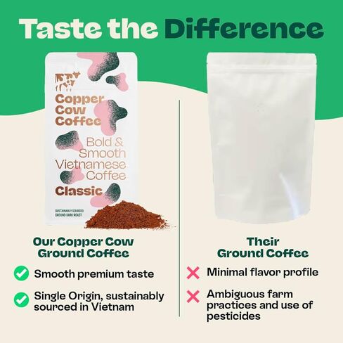 Copper Cow Premium Vietnamese Ground Coffee | Classic Black | Dark Roast | Universal Grind | 24 oz in Saudi Arabia