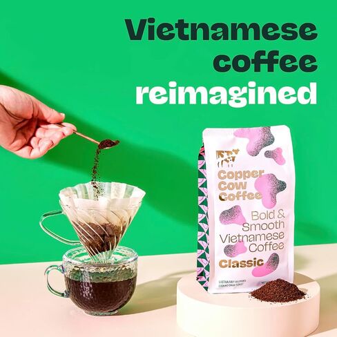 Copper Cow Premium Vietnamese Ground Coffee | Classic Black | Dark Roast | Universal Grind | 24 oz in Saudi Arabia