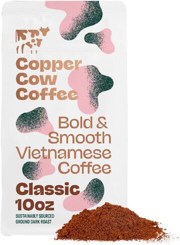 Copper Cow Premium Vietnamese Ground Coffee | Classic Black | Dark Roast | Universal Grind | 24 oz in Saudi Arabia