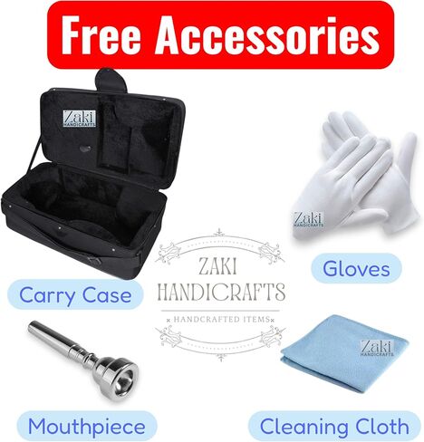 بي بي فلوجيلهورن 3 صمامات نحاس | لمسة نهائية من اللون الأحمر والذهبي Bb Pitch Flugelhorn مثالية للطلاب والمبتدئين | مع حافظة صلبة مجانية وقطعة فم وقفازات وقطعة قماش للتنظيف ZAKI HANDICRAFT in Kuwait