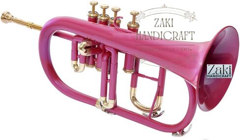 بي بي فلوجيلهورن 4 صمامات نحاس | لمسة نهائية باللون الوردي من Bb Pitch Flugelhorn مثالية للطلاب والمبتدئين | مع حافظة صلبة مجانية وقطعة فم وقفازات وقطعة قماش للتنظيف ZAKI HANDICRAFT in Kuwait