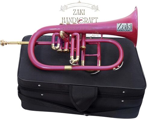 بي بي فلوجيلهورن 4 صمامات نحاس | لمسة نهائية باللون الوردي من Bb Pitch Flugelhorn مثالية للطلاب والمبتدئين | مع حافظة صلبة مجانية وقطعة فم وقفازات وقطعة قماش للتنظيف ZAKI HANDICRAFT in Kuwait