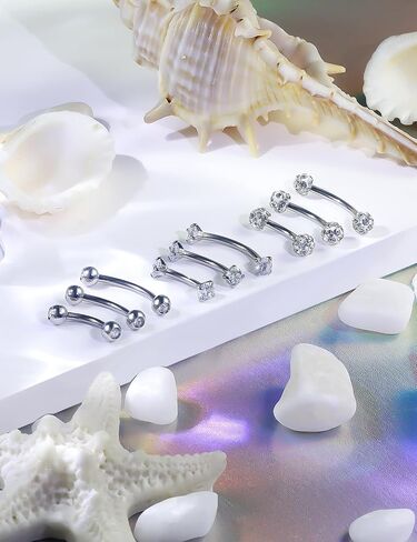 Hoeudjo Rook Percing المجوهرات الجراحية الحاجب الفولاذ الحاجب ثقب المجوهرات 16g السطح tragus أقراط منحنية الحواجب الحاجب الحديد للنساء الطول مختلف 6/8/10mm in Kuwait