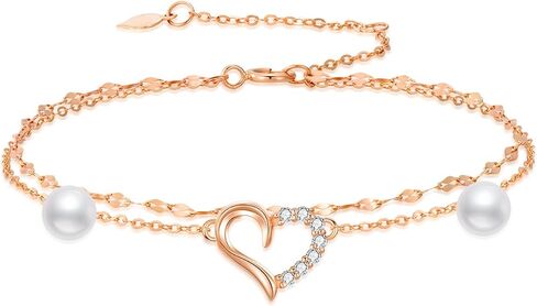 Sisgem Real 14k Gold Gold Natural Diamond Heart Anklet للنساء ، أحب أساور الكاحل لها ، 9+1+1 بوصة in Kuwait