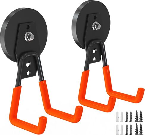 Extra Strong Magnetic Hooks for Hanging Heavy Duty, 2.6in Large Industrial Magnet Hooks, Magnetic Hook with Anti-Slip Coating, Storage Utility Magnetic Holder for Garage Shelve and Garden Tools in Saudi Arabia