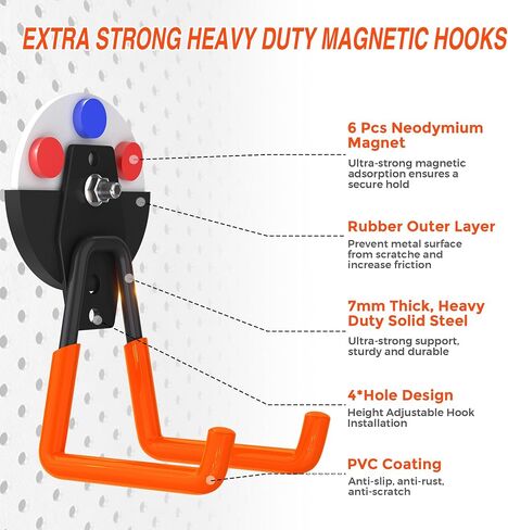 Extra Strong Magnetic Hooks for Hanging Heavy Duty, 2.6in Large Industrial Magnet Hooks, Magnetic Hook with Anti-Slip Coating, Storage Utility Magnetic Holder for Garage Shelve and Garden Tools in Saudi Arabia