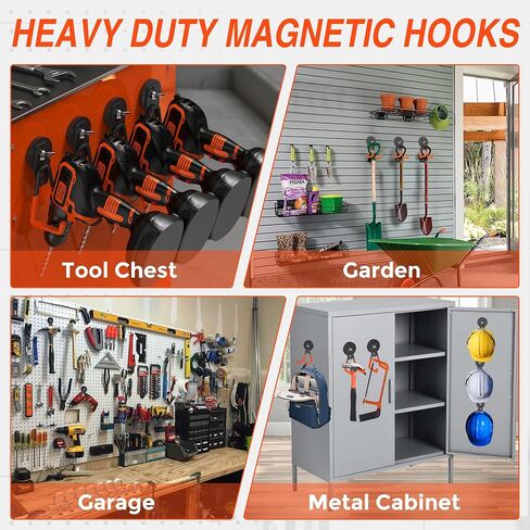 Extra Strong Magnetic Hooks for Hanging Heavy Duty, 2.6in Large Industrial Magnet Hooks, Magnetic Hook with Anti-Slip Coating, Storage Utility Magnetic Holder for Garage Shelve and Garden Tools in Saudi Arabia